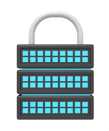 Security Padlock Database 3D Icon