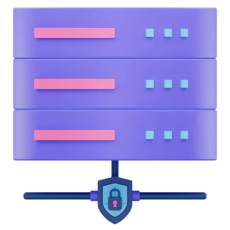 Database Stack with Shield  3D Icon