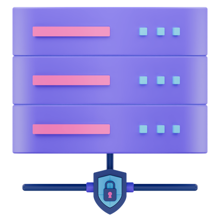Database Stack with Shield  3D Icon