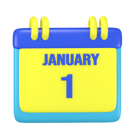 Date 1 January 3D Icon
