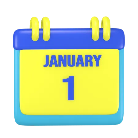 Date 1 January  3D Icon