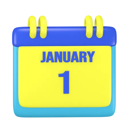 Date du 1er janvier  3D Icon