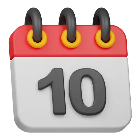 日付 10  3D Icon