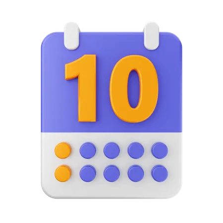 Date 10  3D Icon