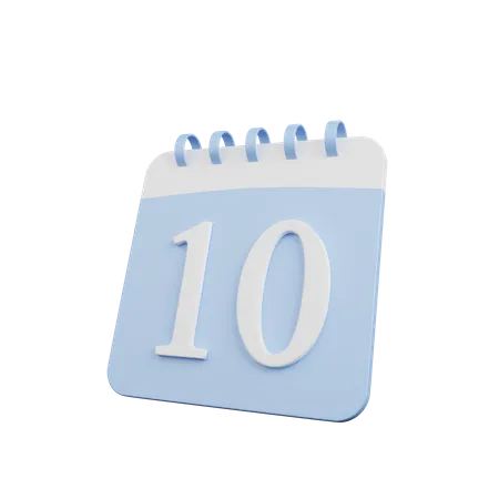 3 D Illustration Of Simple Object Calendar Number Date 10 3D Illustration