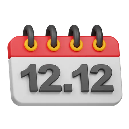 日付 12 12  3D Icon