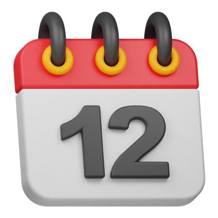 Date 12  3D Icon