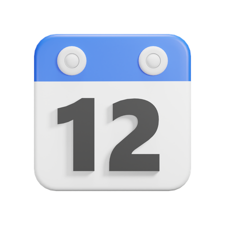 日付 12  3D Icon