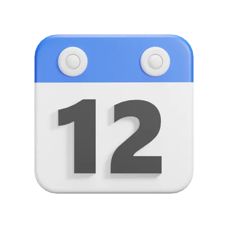 日付 12  3D Icon