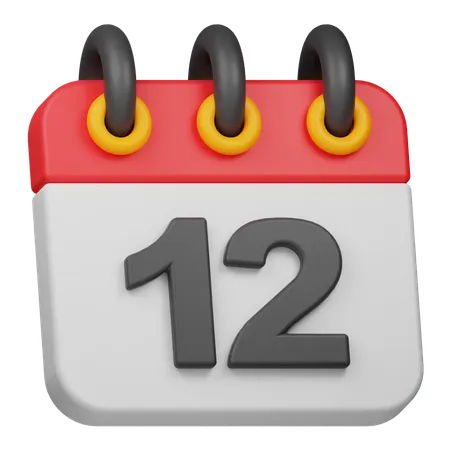 Date 12  3D Icon