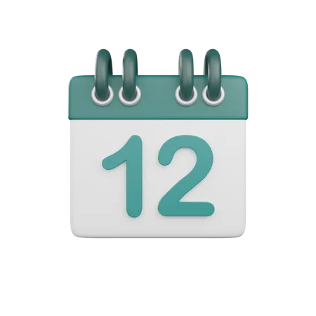 Date 12  3D Icon