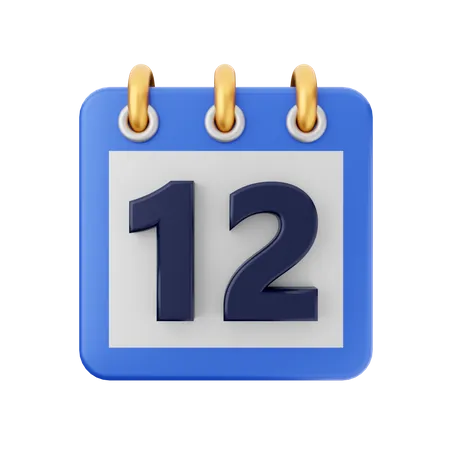 Date 12  3D Icon