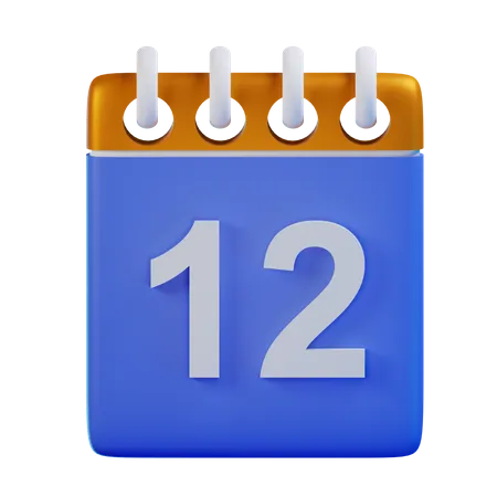 Date 12  3D Icon