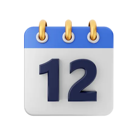 Date 12  3D Icon