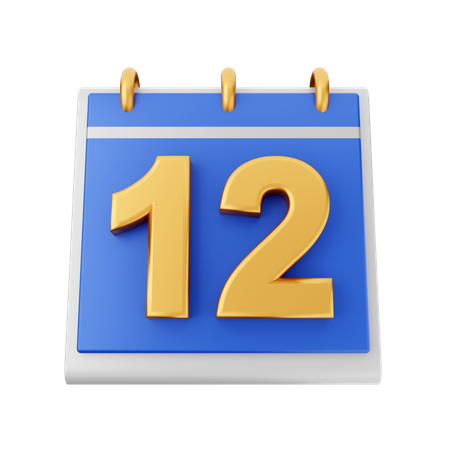 Date 12  3D Icon