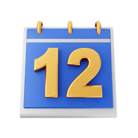 Date 12  3D Icon