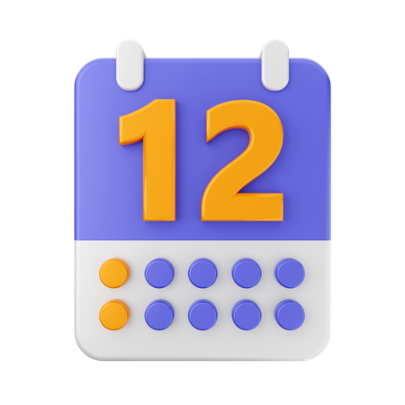 Date 12  3D Icon