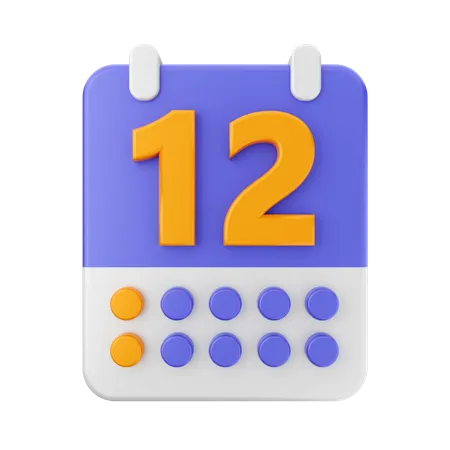 Date 12  3D Icon