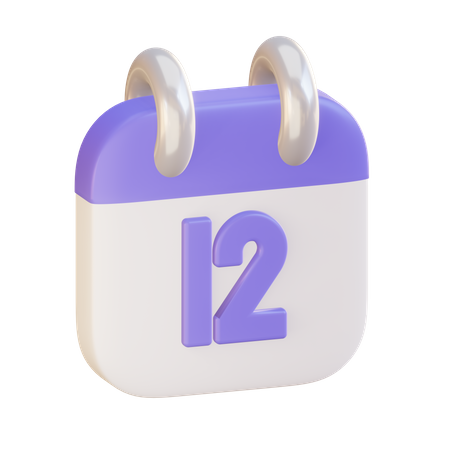 Date 12  3D Icon