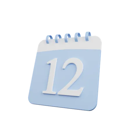 3 D Illustration Of Simple Object Calendar Number Date 12 3D Illustration