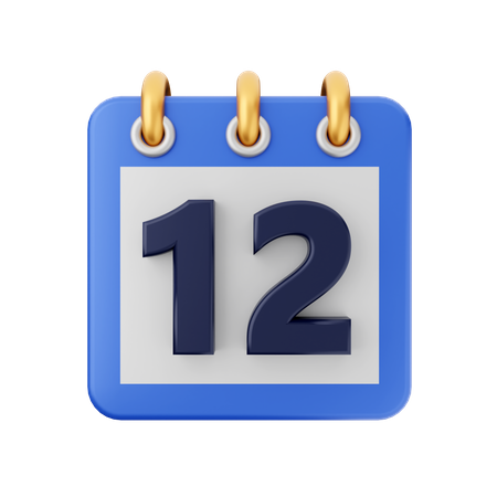 Date 12 3D Icon