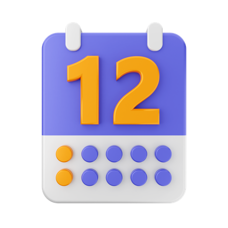 Date 12 3D Icon