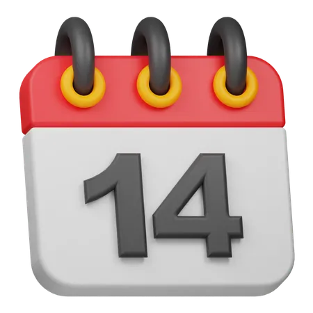 Date 14  3D Icon