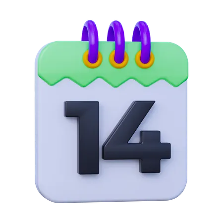 Date 14  3D Icon