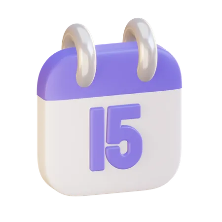 Calendar With Fifteenth Day 3D Illustration