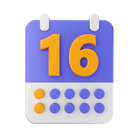 Date 16  3D Icon