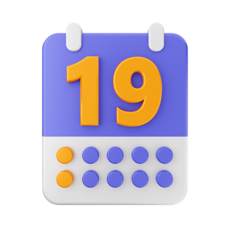 Date 19  3D Icon