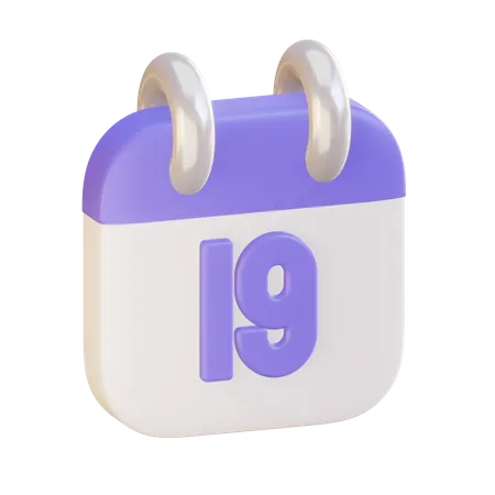 Calendar With Nineteenth Day 3D Illustration