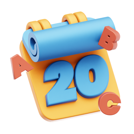 日付 20  3D Icon