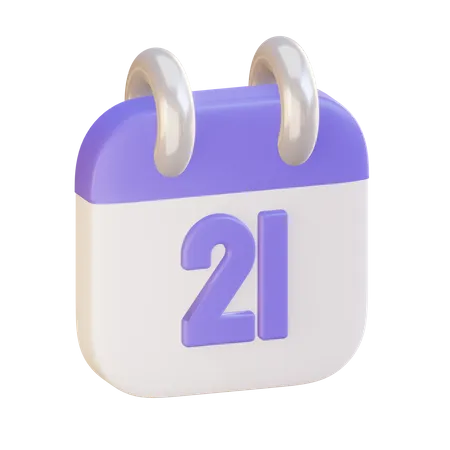 Calendar With Twenty First Day 3D Illustration