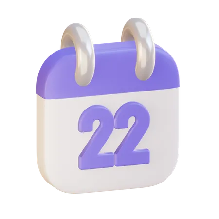 Calendar With Twenty Second Day 3D Illustration