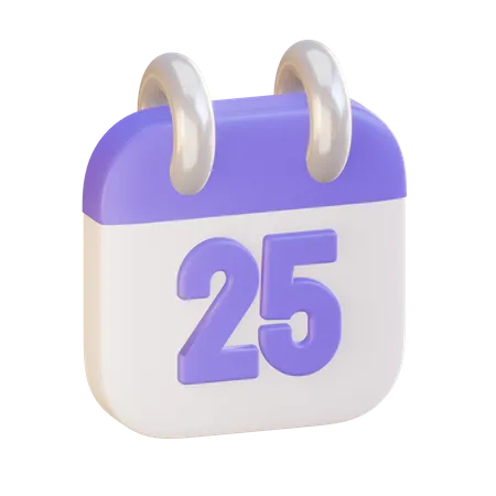 Calendar With Twenty Fifth Day 3D Illustration