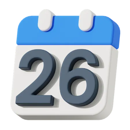 Date 26  3D Icon