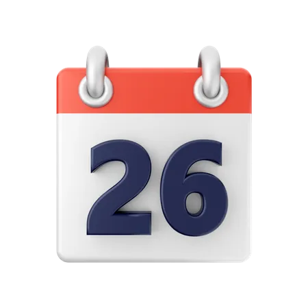 Date 26  3D Icon