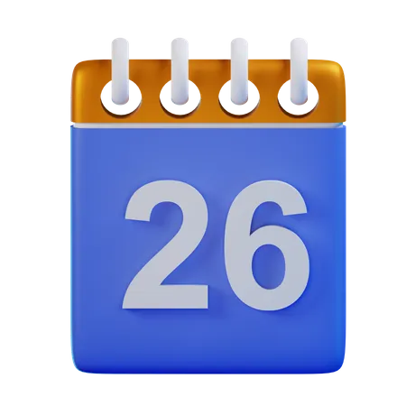 Date 26  3D Icon