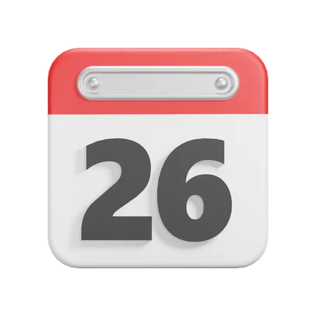 Date 26  3D Icon