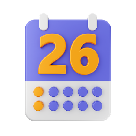 Date 26 3D Icon