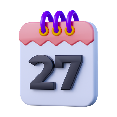 Date 27  3D Icon