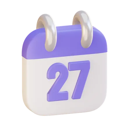 Calendar With Twenty Seventh Day 3D Illustration