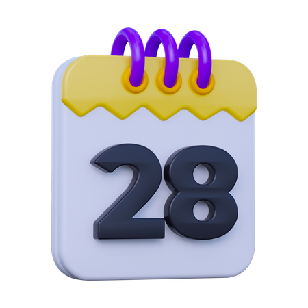 Date 28 3D Icon