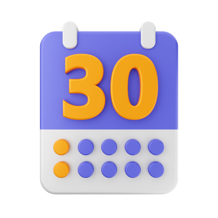 Date 30  3D Icon