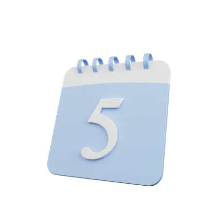 3 D Illustration Of Simple Object Calendar Number Date 5 3D Illustration