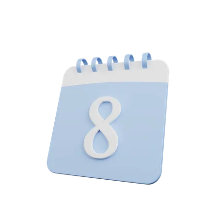 3 D Illustration Of Simple Object Calendar Number Date 8 3D Illustration