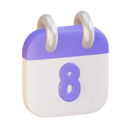Calendar With Eighth Day 3D Illustration