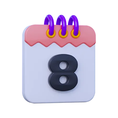 Date 8  3D Icon