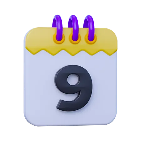 Date 9  3D Icon